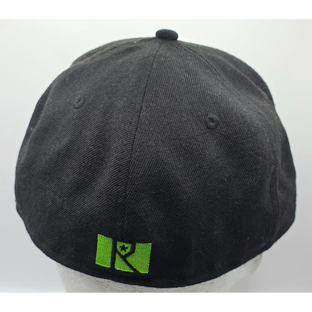 Routine Baseball Snapback Hat R Logo Green‎ Bill Black White Fitted  L Cap